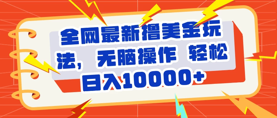 全网最新撸美金玩法,无脑操作,轻松日10000+