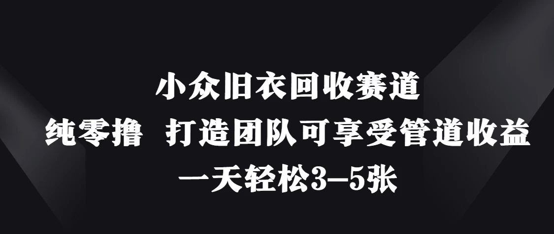 小众旧衣回收赛道,纯零撸 打造团队可享受管道收益,一天轻松3-5张