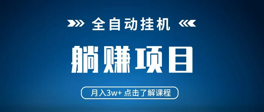 全自动挂机项目 月入3w+ 真正躺平项目 不吃电脑配置 当天见收益