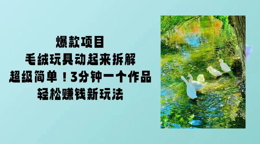 毛绒玩具动起来项目拆解,三四分钟一个作品,轻松转粉赚钱新玩法