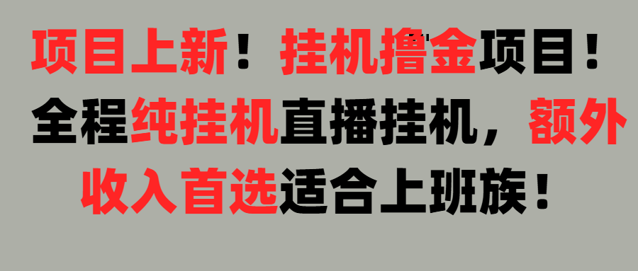 项目上新!挂机撸金项目!全程纯挂机直播挂机,额外收入首选,适合上班族!