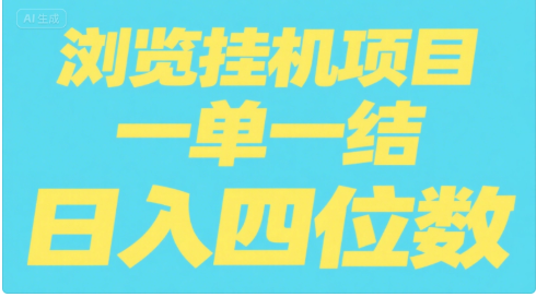 全自动浏览挂机项目(日入四位数,一单一结,纯挂机)
