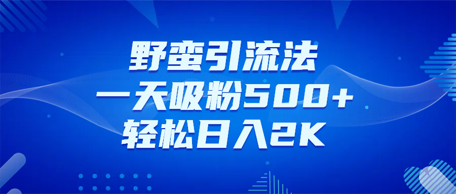 野蛮引流法,一天吸粉500+,轻松日入2K+