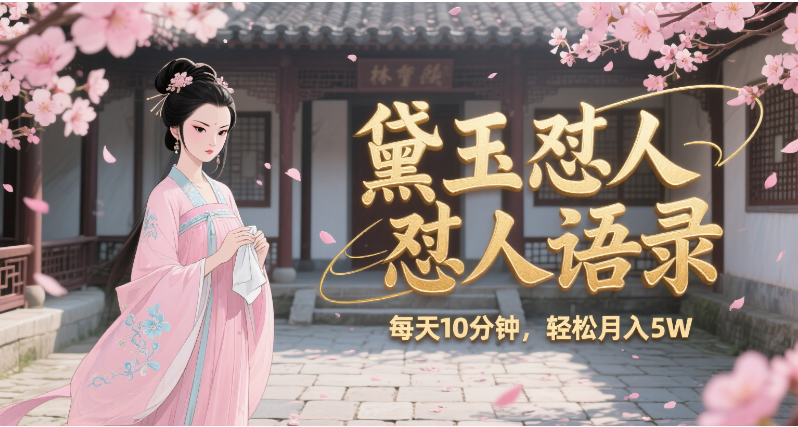 林黛玉怼人语录 怼人鸡汤 AI产出图片视频文案 每天十分钟 附提示词文案库 带书 带素材 带提示词 带虚拟资料 带徒弟 创作者分成 月入5W+