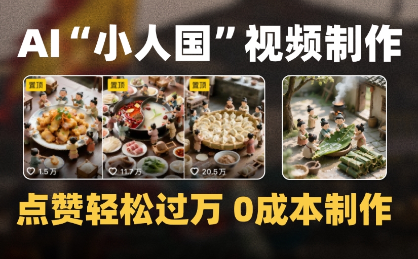 爆款1000W+微缩景观迷你小人国AI视频,0成本制作全流程教学 第1张 爆款1000W+微缩景观迷你小人国AI视频,0成本制作全流程教学 第1张