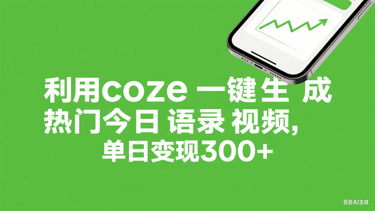 利用coze一键生成热门今日语录视频,单日变现300+ 第1张 利用coze一键生成热门今日语录视频,单日变现300+ 第1张