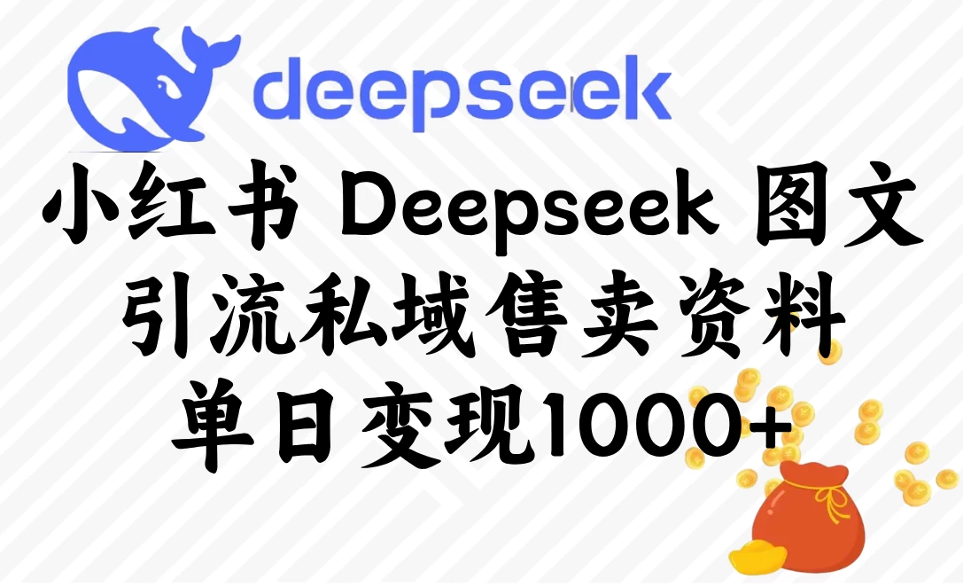小红书 Deepseek 图文引流私域售卖资料,单日变现1000+