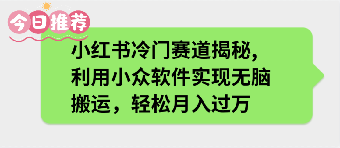 小红书冷门赛道揭秘,利用小众软件实现无脑搬运,轻松月入过万