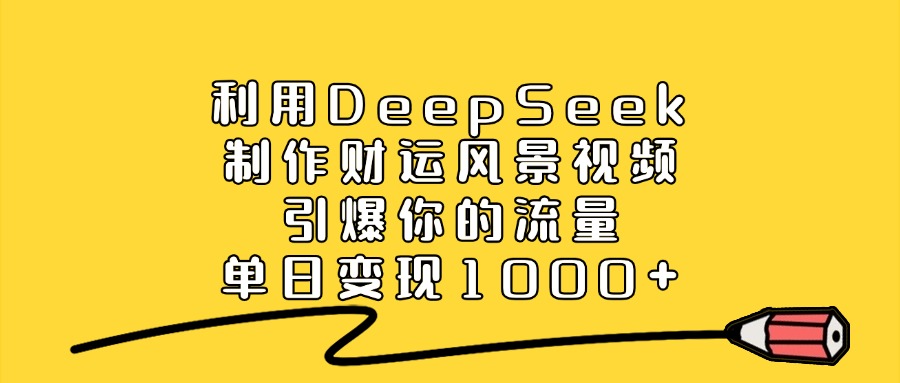 利用DeepSeek制作财运风景视频,引爆流量,单日变现1000+